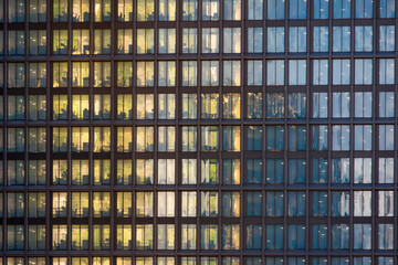 High-rise office building at night