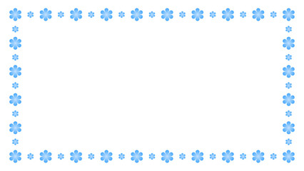 水色のお花のフレーム　ベクターイラスト素材　16：9