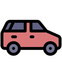 car black outline filled color icon