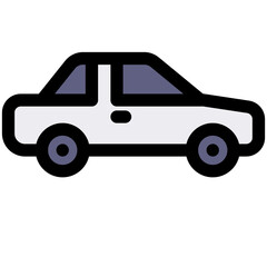 car black outline filled color icon