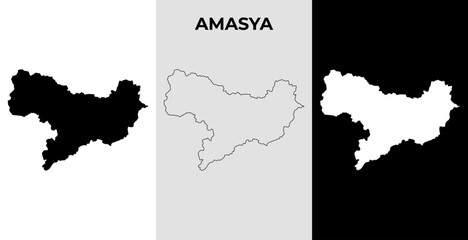 Map of Amasya, Turkey region outline silhouette vector illustration, scribble sketch City of Amasya map