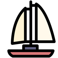 sail boat black outline filled color icon