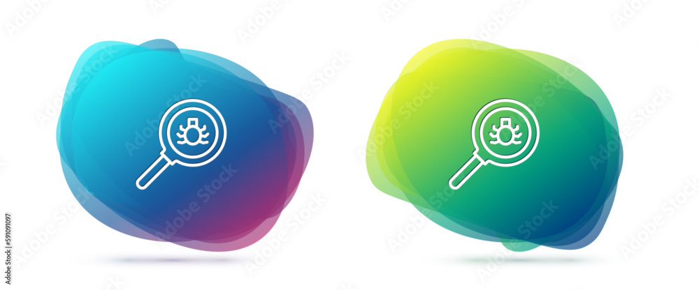 Poster set line flea search icon isolated on white background. abstract banner with liquid shapes. vector