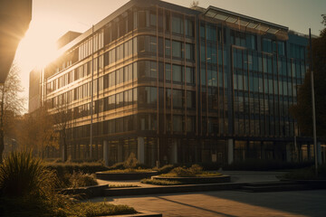 business building in warm sunlight in german style created with Generative AI technology