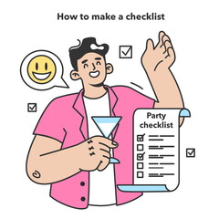 Checklist making concept. Character planning the daily routine