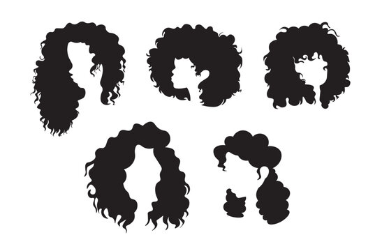 African women with curly hair silhouette set,juneteenth clip art
