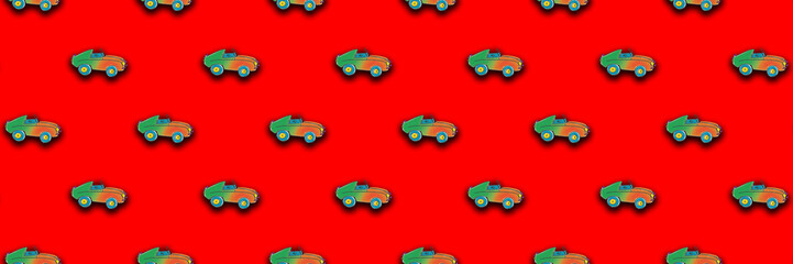 Fototapeta premium pattern with the image of a painted car. A template for superimposing something on top of something. Horizontal image. Banner for insertion into site.
