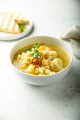 Homemade vegetable soup with cauliflower