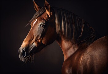Brown horse on isolated. Generative AI