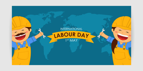 Vector illustration of International Workers' Day social media story feed mockup template