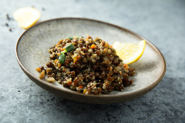 Healthy quinoa with lentil and vegetables