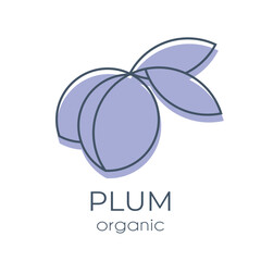 Single minimalist vector design element Purple Plum on a white background