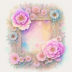Watercolor floral frame, generative ai