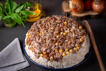 Traditional delicious Turkish cuisine; local pilaf (Turkish name; Sivas Divrigi pilavi, Sivas pilavi, Divrigi pilavi)