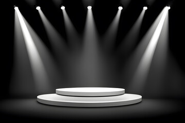 White Stage With Spotlight With Dark Background