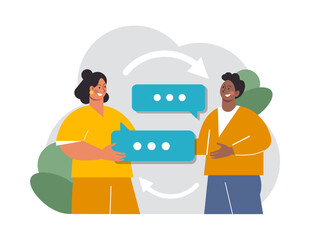 Active listening skill. Attentive business charcter or employee soft