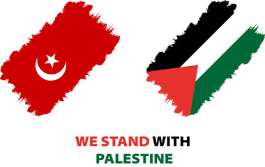 Turkey and Palestine flag in PNG format we stand with Palestine
