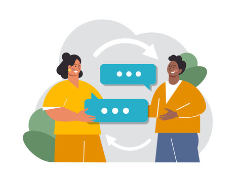 Active listening skill. Attentive business charcter or employee soft