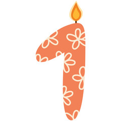 Vector birthday candles set in different colors. Number candles,birthday cake candle numbers 1