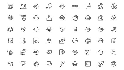 Service, support and help - thin line icon collection on white background  vector icon. Customer service icon set. Containing customer satisfied, assistance, experience, Solid icon collection.