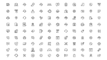 Service, support and help - thin line icon collection on white background  vector icon. Customer service icon set. Containing customer satisfied, assistance, experience, feedback, 