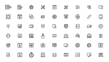 Fototapeta na wymiar Software development icon collection. Programming coding icon set. Programmer and developer symbol