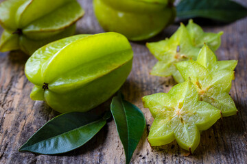 Organic carambola asian fruit, star fruit.