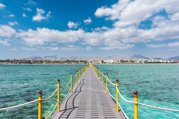 nice colourful bridge on the coast of the Red Sea of Sharm El Sheikh in Egypt.
