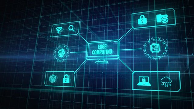 Internet, business, Technology and network concept. Edge computing modern IT technology on virtual screen. Virtual button.