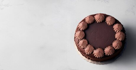 Sweet chocolate dessert cake from above