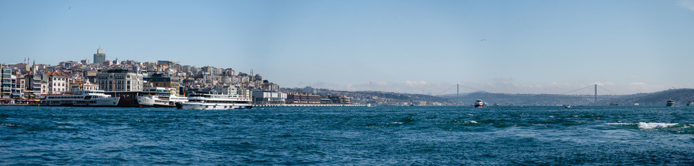 Fototapeta premium Panorama at Turkey Bosphorus on a sunny day