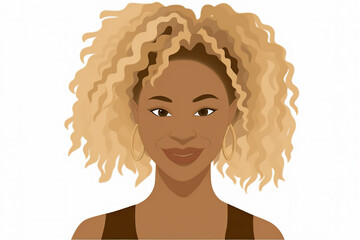 A Afro Woman Stylish Cartoon Portrait.