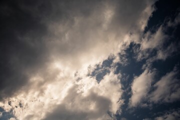 Beautiful shot of large clouds in a dark stormy sky