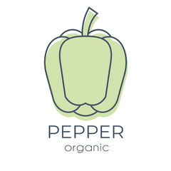Single minimalist vector design element Green Bell Pepper on a white background