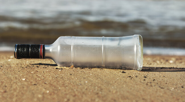 Bottle on the shore of the Baltic Sea.