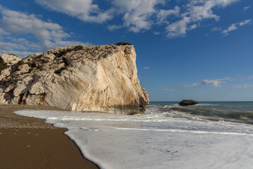 Natural view of a rock in the Mediterranean sea.