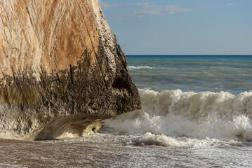 Natural view of a rock in the Mediterranean sea.