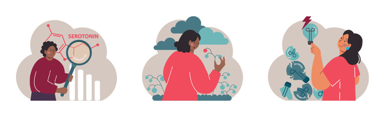 Seasonal affective disorder set. Lack of sunshine and short daylight