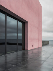 modern building, Pink Villa Concept
