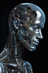 Fototapeta na wymiar Symbiosis Between Human Body and Artificial Intelligence - Generative AI illustration