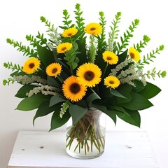 bouquet of sunflowers in a vase