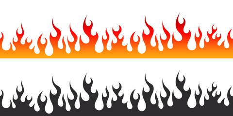 Fire flames. Painted flames. Cartoon campfire. Black and red fiery flames. Vector scalable graphics © Роман Ярощук