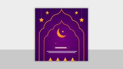 Free vector traditional eid mubarak festival card with islamic decoration