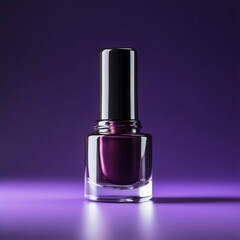 purple nail polish bottle isolated on purple background, made with generative ai