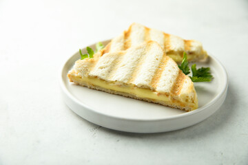 Grilled cheese sandwich on a plate
