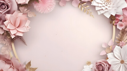 Obraz na płótnie Canvas luxury background with flowers frame. generative ai