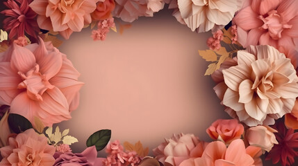 luxury background with flowers frame. generative ai