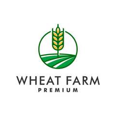 Wheat Farm Agriculture Logo Design Vector Illustration