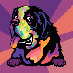 st bernard pop art style illustration, artistic portrait of a cute dog