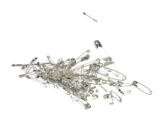 Safety Pin brooch pour fall down, explosion in air. Many safety pin mix size splash fly in group...